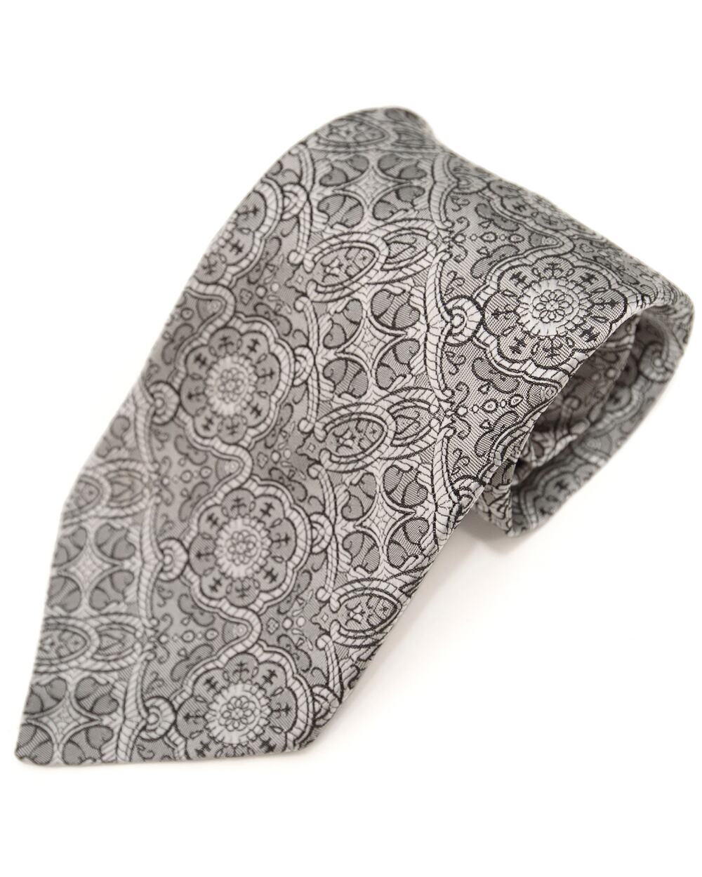 Towncraft Vintage Gray White 60's 70's Polyester Necktie